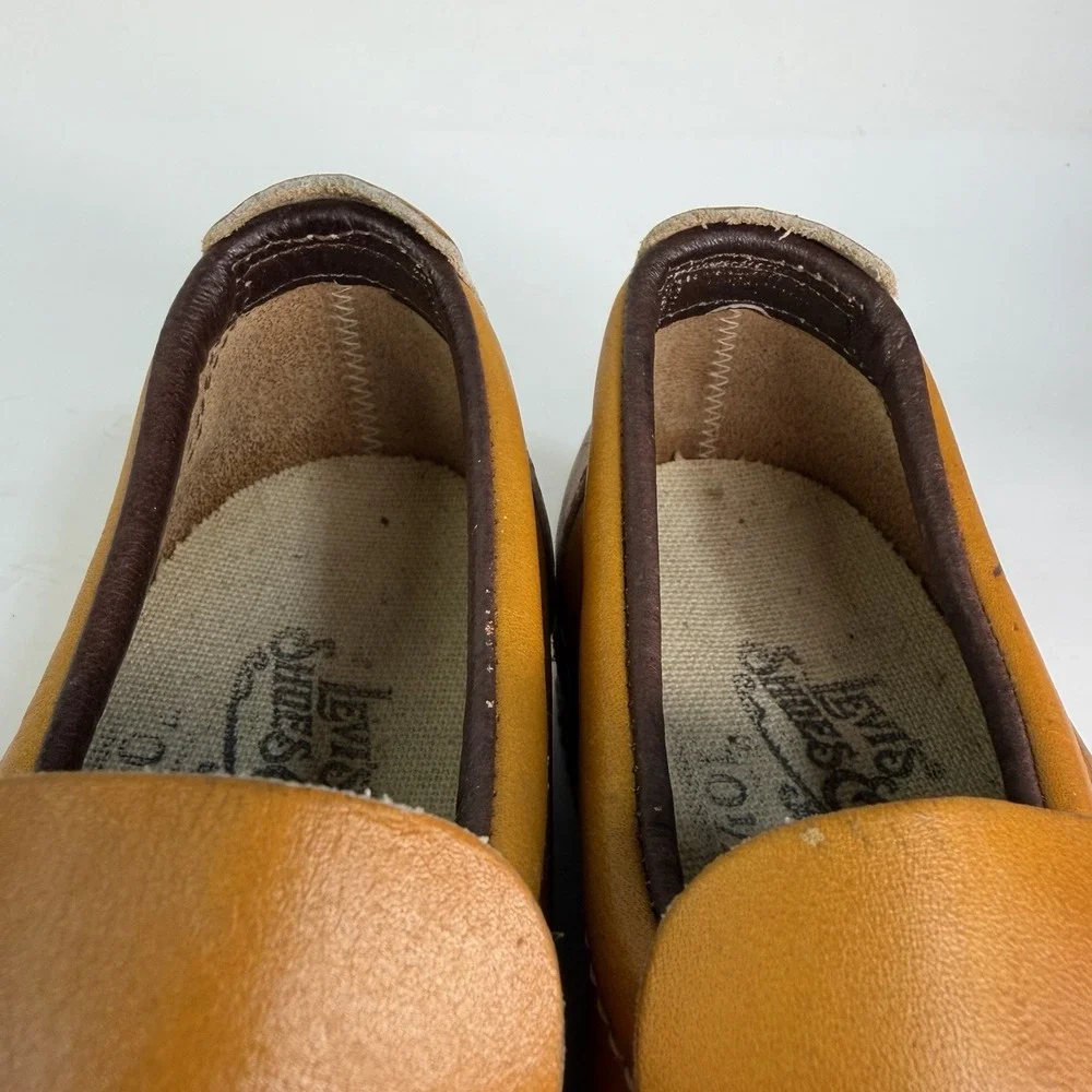 Vtg 1970s Levis Loafers Shoes Mens 10.5 Orange Tab Rubber Gum Soles Disco Hippie